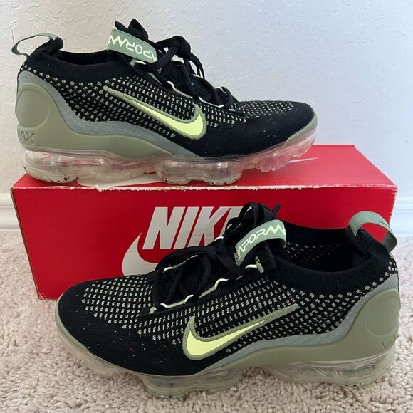 Nike Air Vapormax Black Oil Green 2021 FK GS - Picture 1 of 9